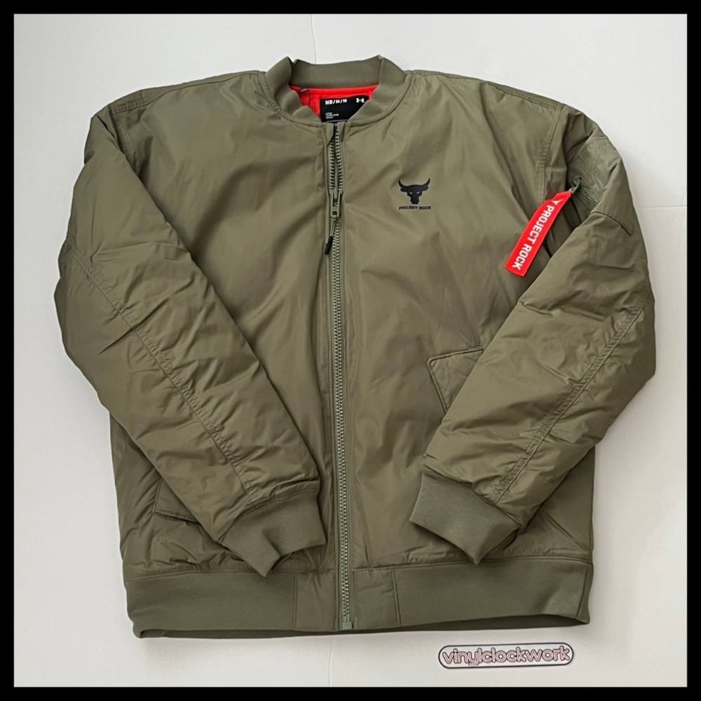 Under Armour Project Rock Insulated Army Bomber Jacket Mens Medium M 1374425-346
